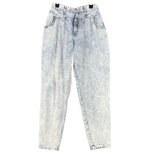 Vintage 80s PS Gitano Acid Wash High Waist Pleated Tapered Mom Jeans 14 Womens